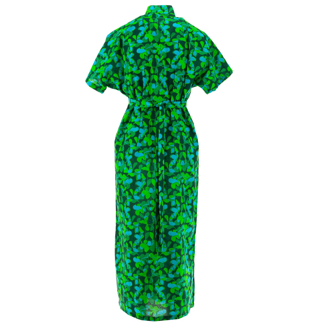 Mandarin Maxi Dress - Vivid Green Flower