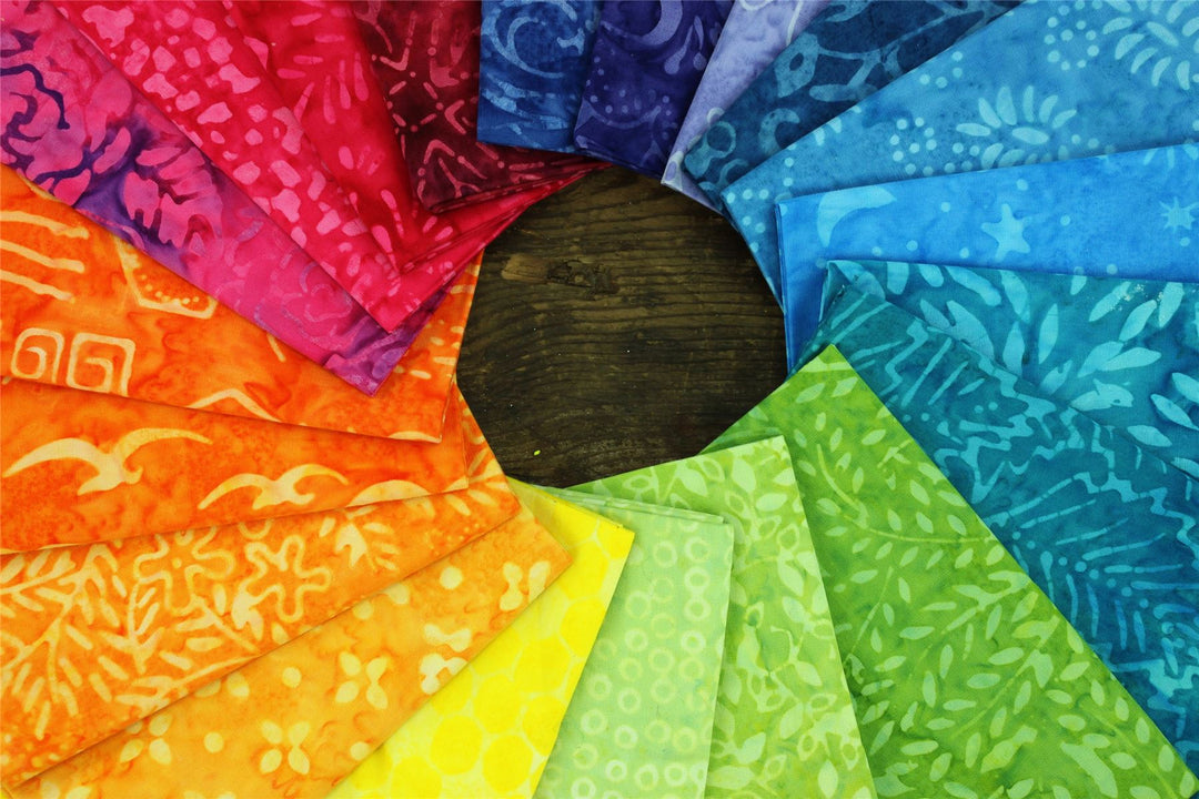 Cotton Batik Pre Cut Fabric Bundles - Fat Quarter - Rainbow