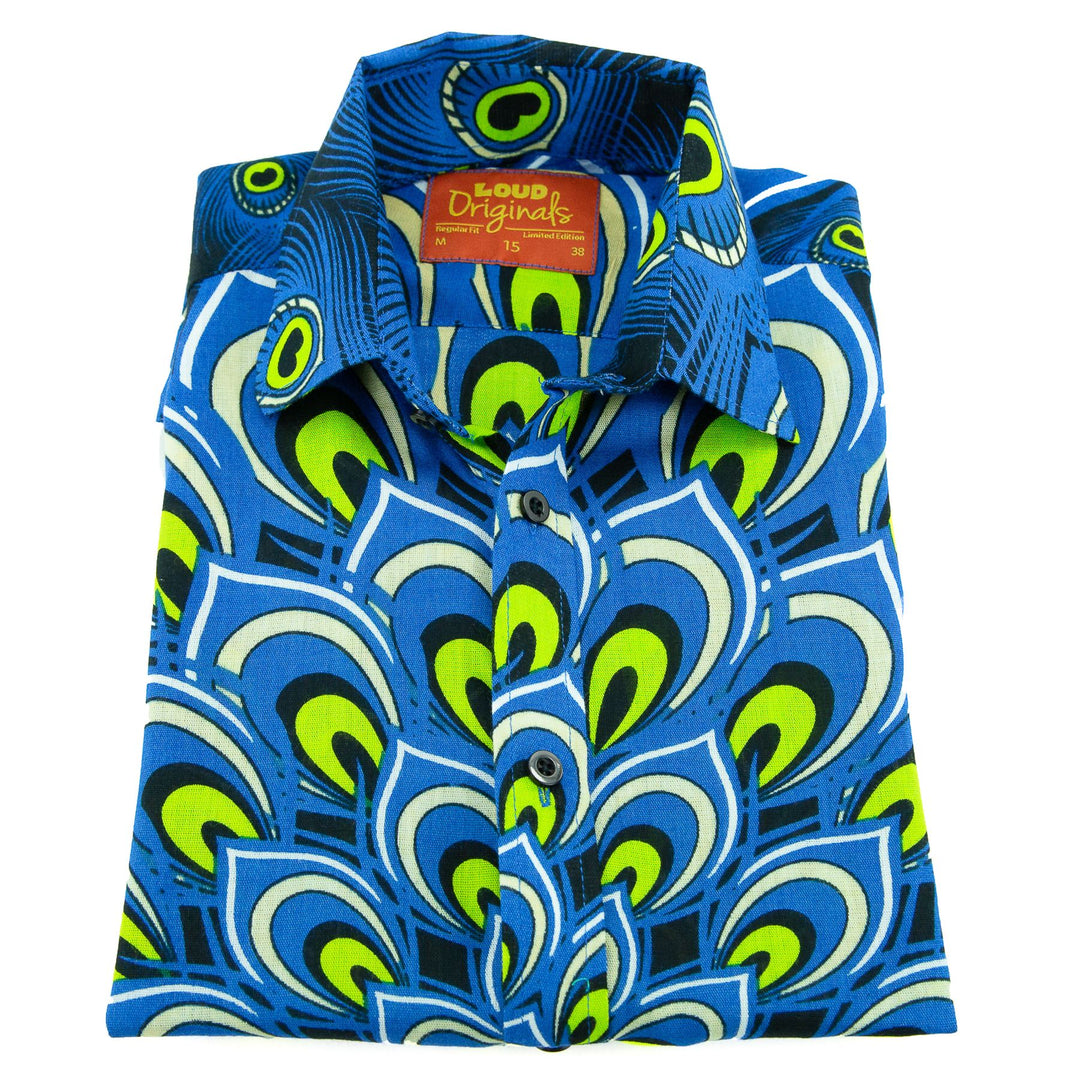 Regular Fit Short Sleeve Shirt - Peacock Mandala - Navy