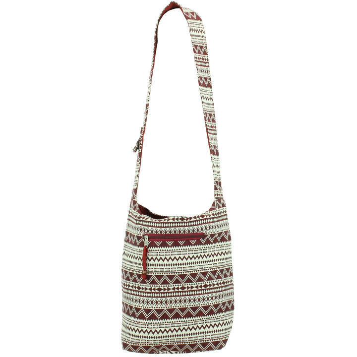 Cotton Canvas Sling Shoulder Bag - Red