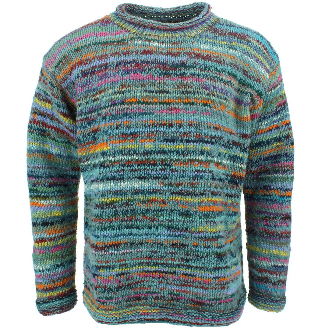 Chunky Wool Knit Space Dye Jumper - Stone Blue