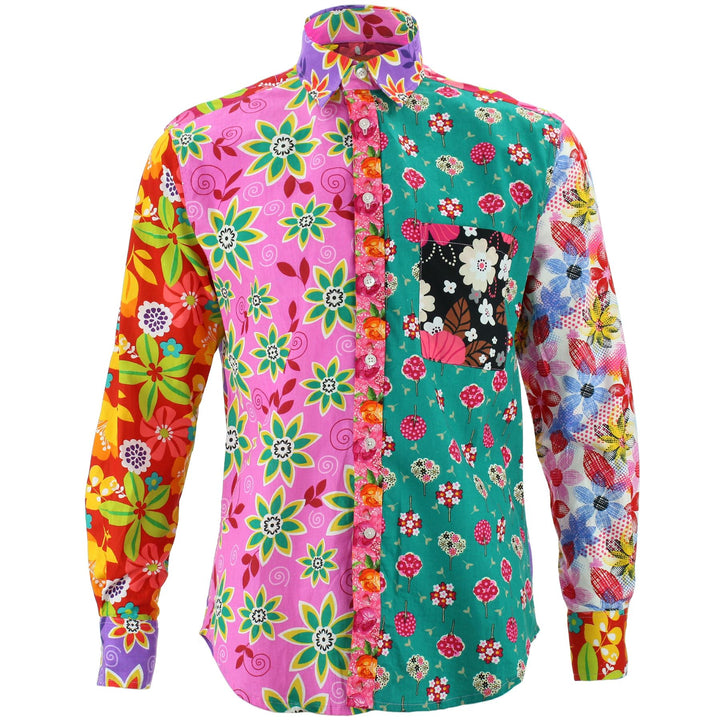 Regular Fit Long Sleeve Shirt - Random Mixed Panel - Floral