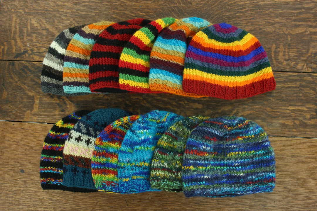 Wool Knit Beanie Hat - SD Rainbow