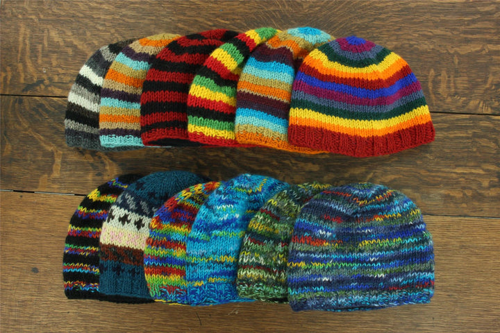 Wool Knit Beanie Hat - SD Rainbow