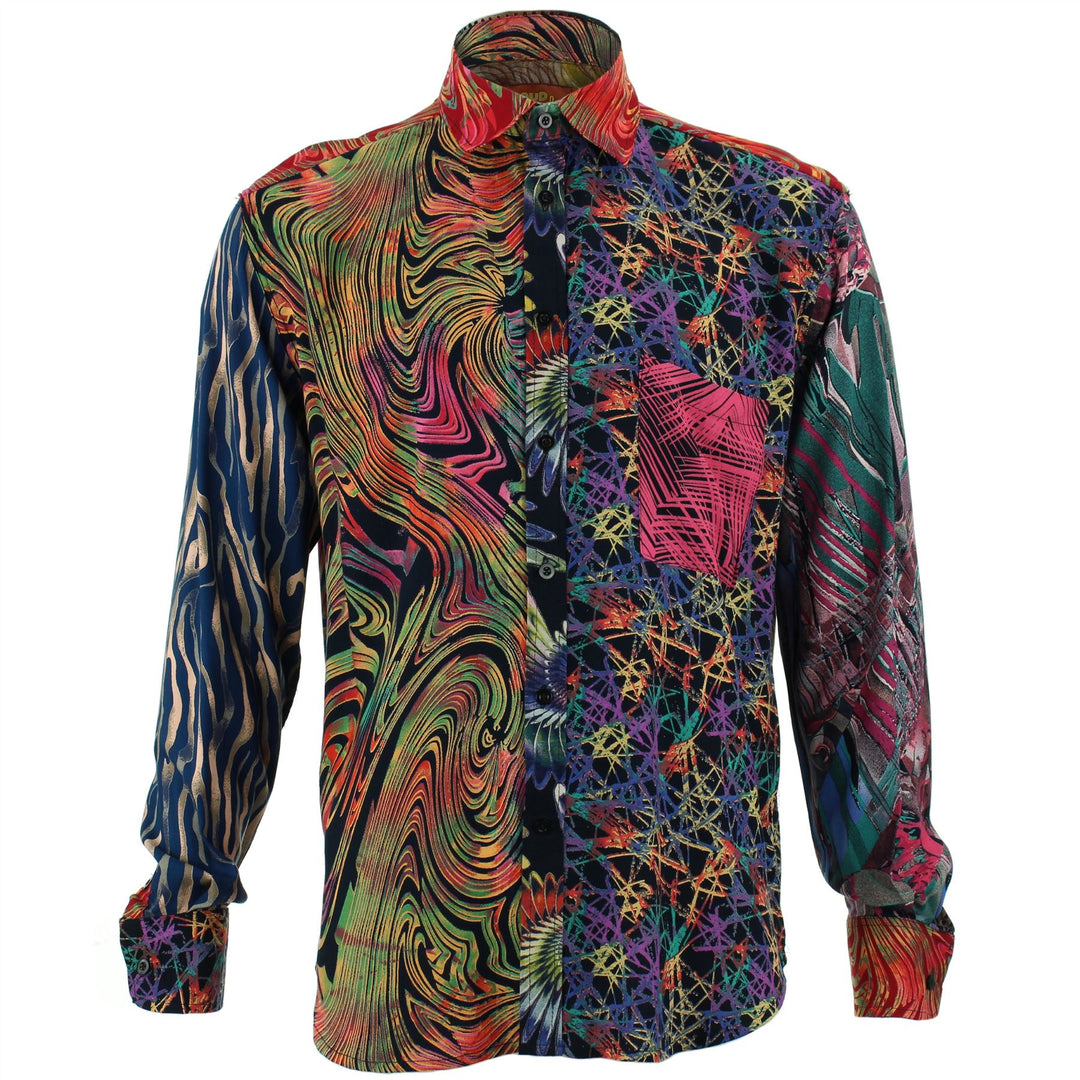 Regular Fit Long Sleeve Shirt - Random Mixed Panel - Abstract