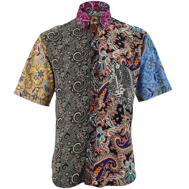 Regular Fit Short Sleeve Shirt - Random Mixed Panel - Paisley