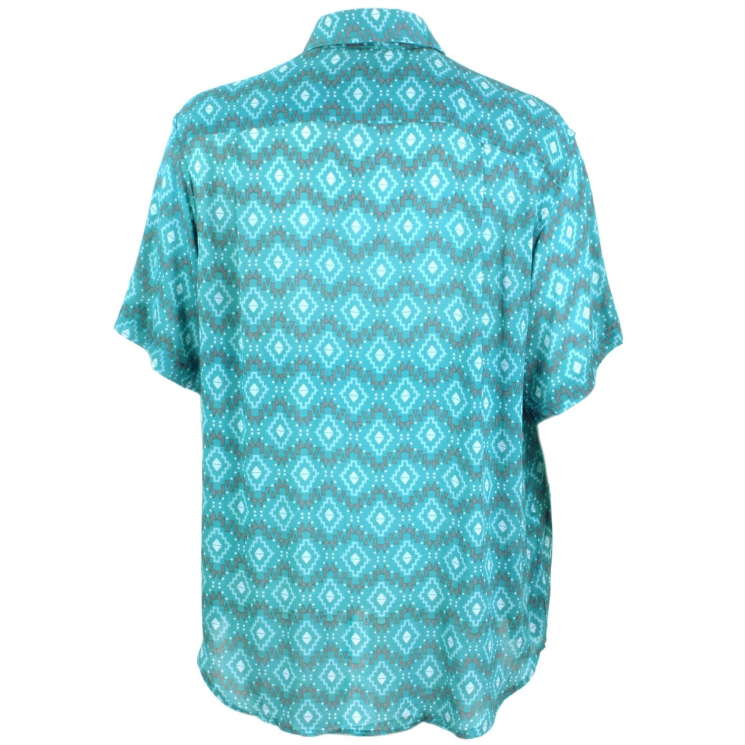 Regular Fit Short Sleeve Shirt - Turquoise Aztec