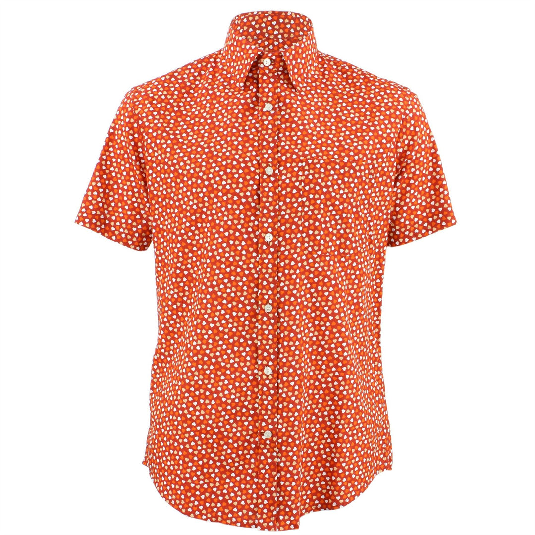 Tailored Fit Short Sleeve Shirt - Orange Hearts