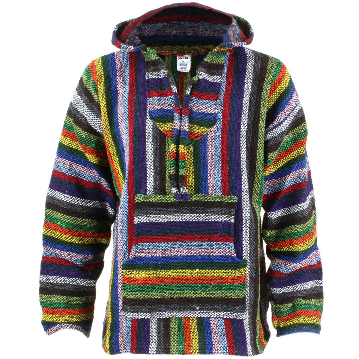 Mexican Baja Jerga Hoody - Vibrant Stripe