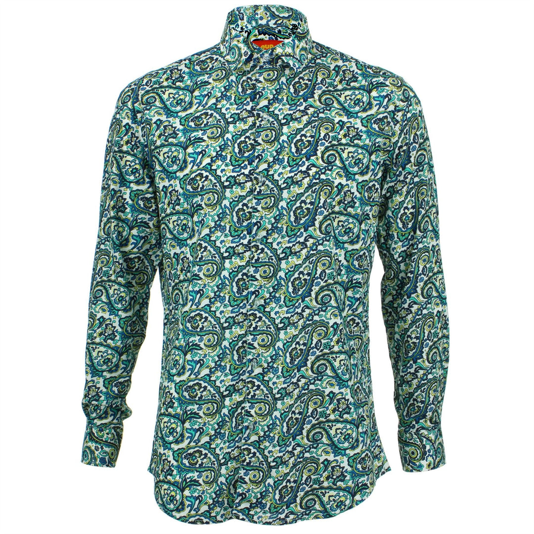 Slim Fit Long Sleeve Shirt - Porcelain Paisley