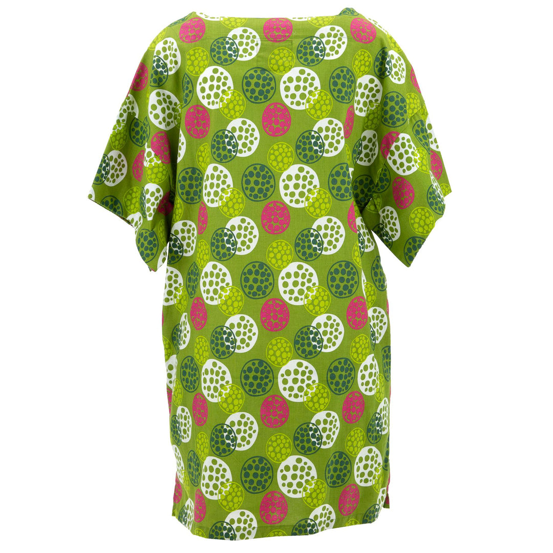 Modern Kimono Pocket Dress - Lime Cluster