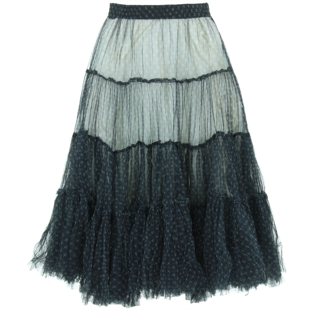 Sheer Mesh Overlay Skirt - Midnight Blue