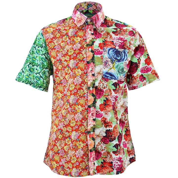 Regular Fit Short Sleeve Shirt - Random Mixed Panel - Floral