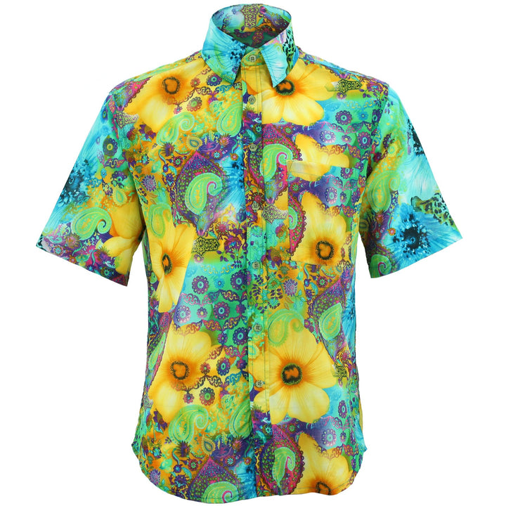 Regular Fit Short Sleeve Shirt - 60s Paisley Pastels