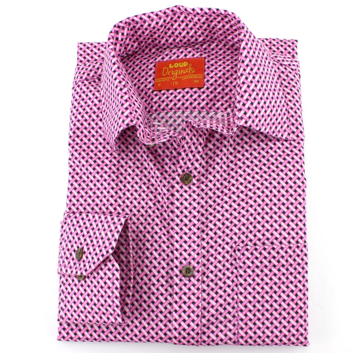 Tailored Fit Long Sleeve Shirt - Pink Stitching