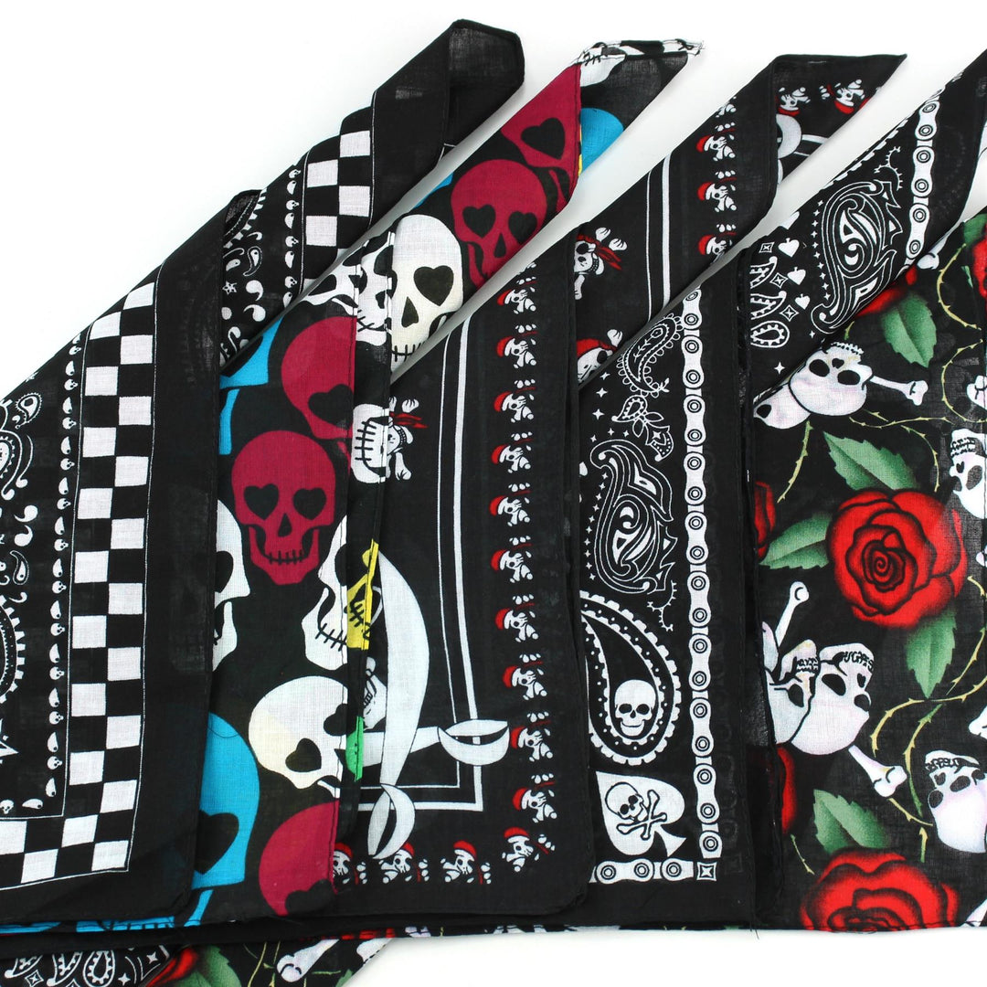 Bandana Face Cover Mask - Set of 5 - Skulls