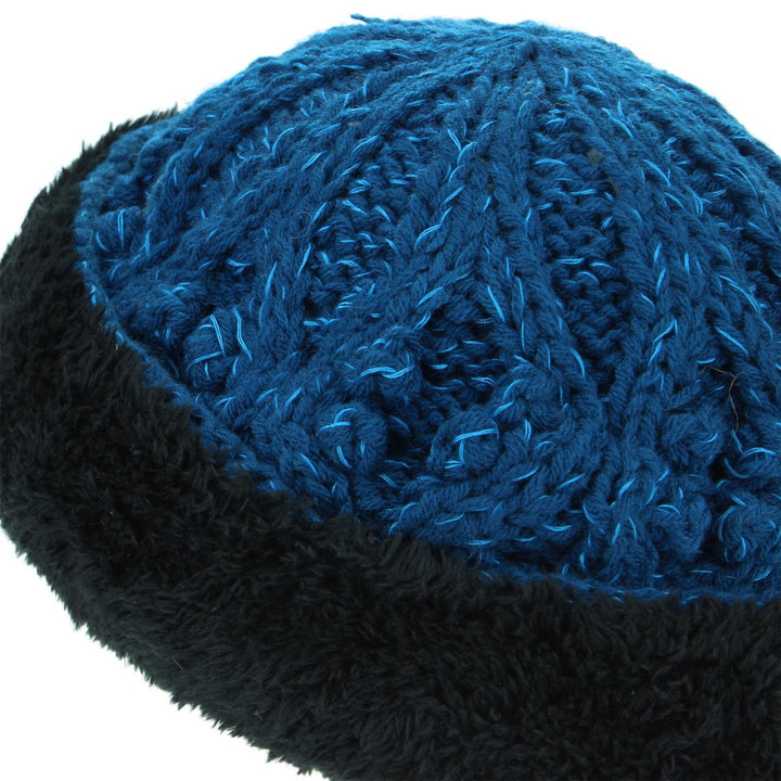 Acrylic Knit Beanie Hat - Blue