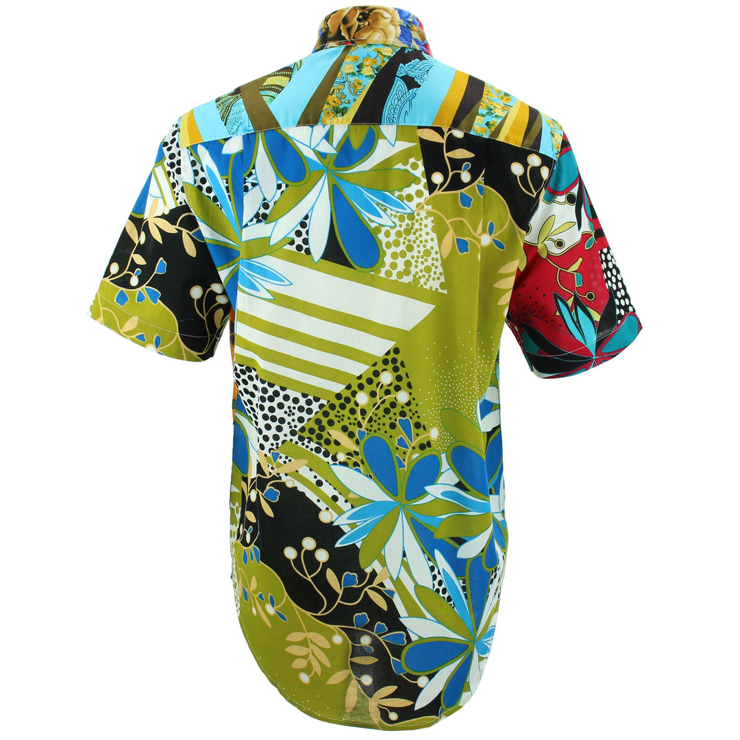 Regular Fit Short Sleeve Shirt - Random Mixed Panel - Abstract