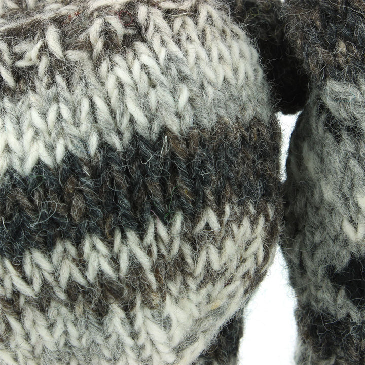 Chunky Wool Knit Fingerless Shooter Gloves - Abstract - 17 Grey