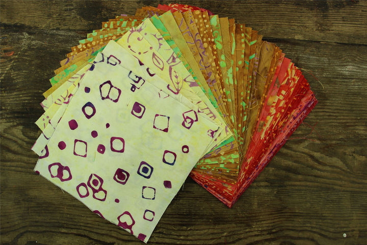 Charm Pack - 40 x 5" Squares of Cotton Batik