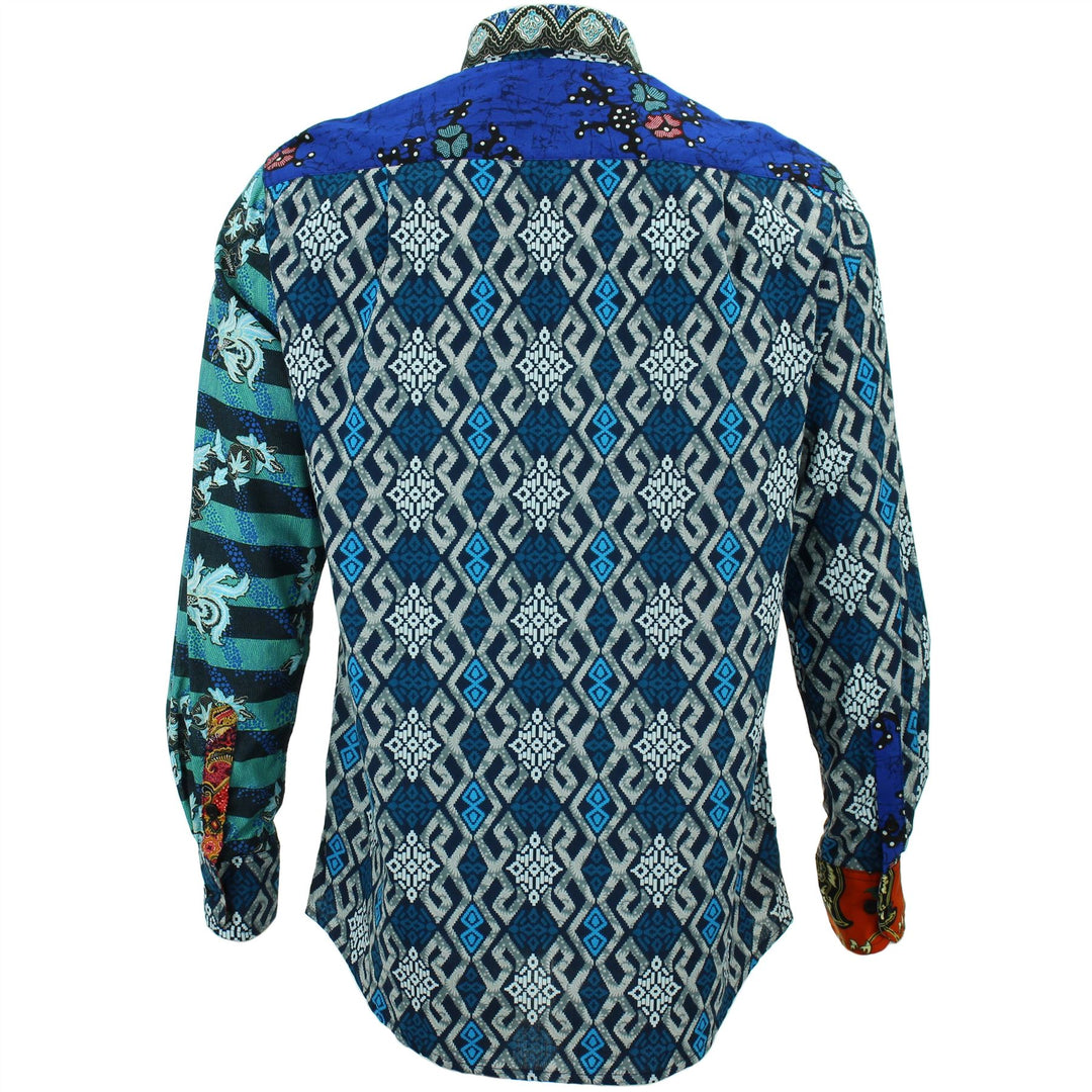 Regular Fit Long Sleeve Shirt - Random Mixed Panel - Traditional Batik