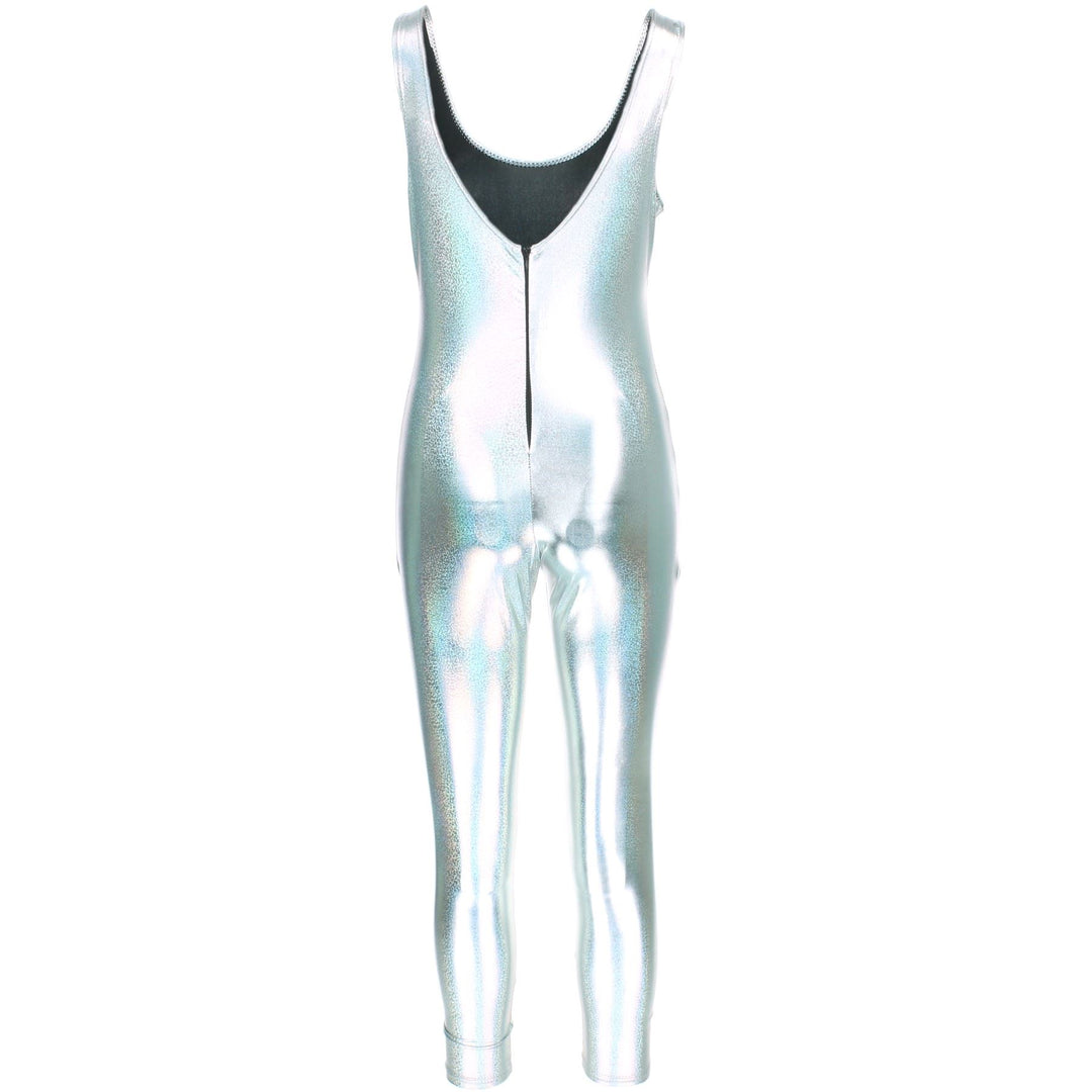 Shiny Sleeveless Catsuit - Silver