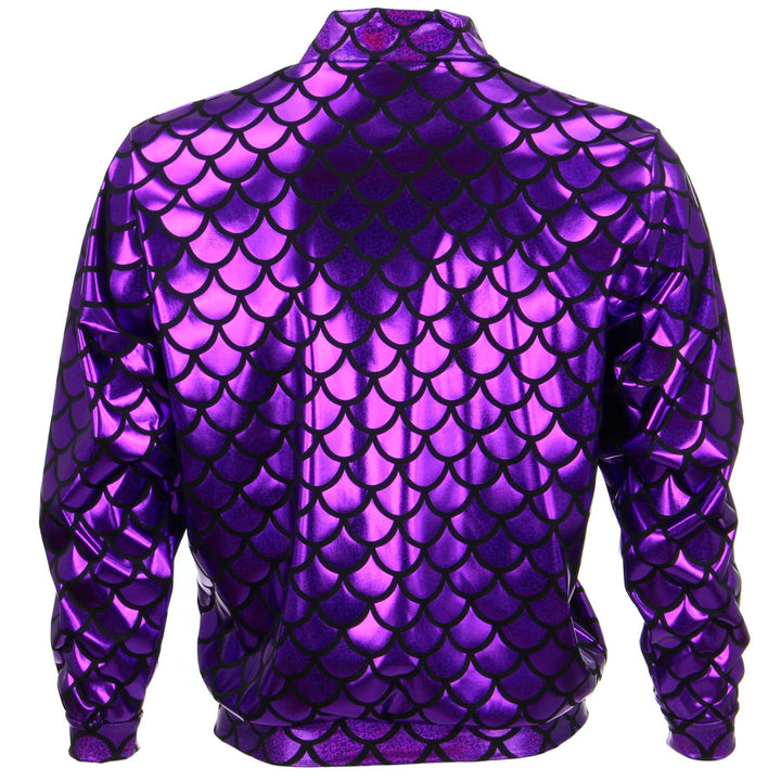 Unisex Shiny Bomber Jacket - Fish Scale Purple