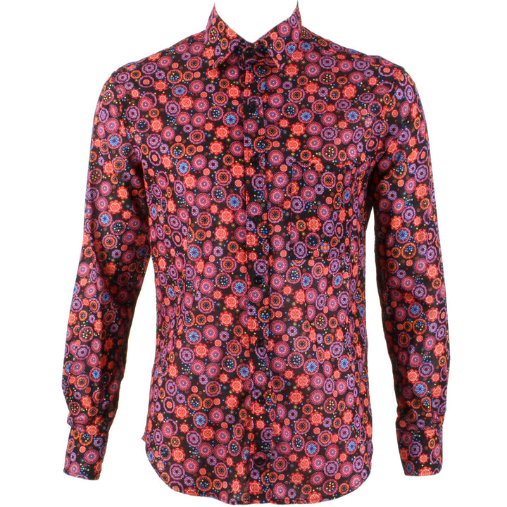 Regular Fit Long Sleeve Shirt - Red Abstract Circles