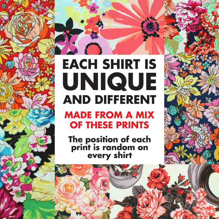 Regular Fit Short Sleeve Shirt - Random Mixed Panel - Floral