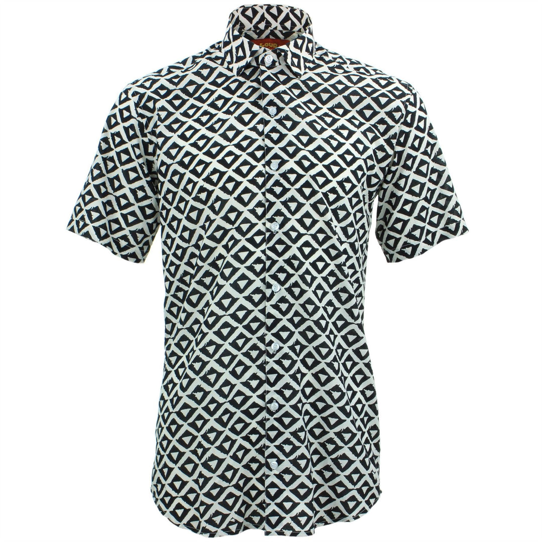 Tailored Fit Short Sleeve Shirt - Block Print - Triangles