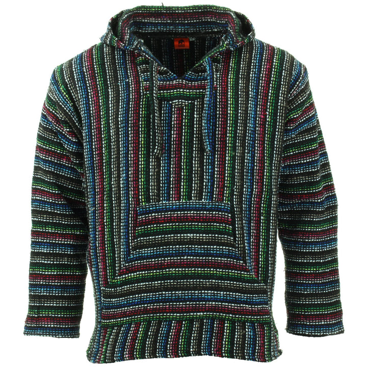 Recycled Mexican Baja Jerga Hoody - Black Multi