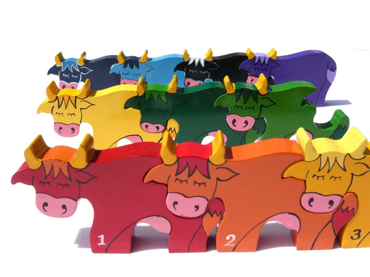 Handmade Wooden Jigsaw Puzzle - Number Cows