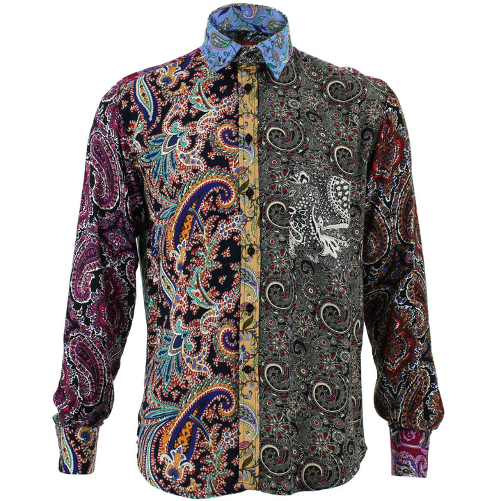 Regular Fit Long Sleeve Shirt - Random Mixed Panel - Paisley