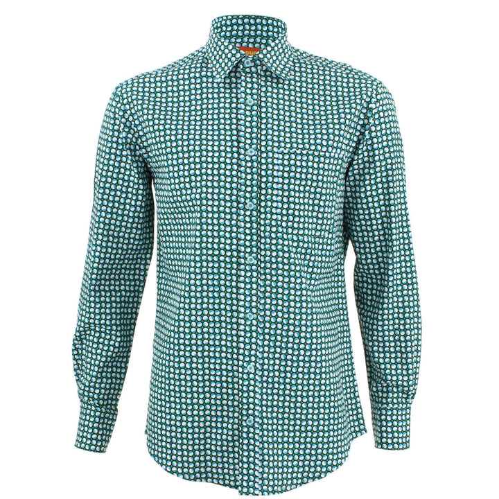 Regular Fit Long Sleeve Shirt - Green & Blue Circles