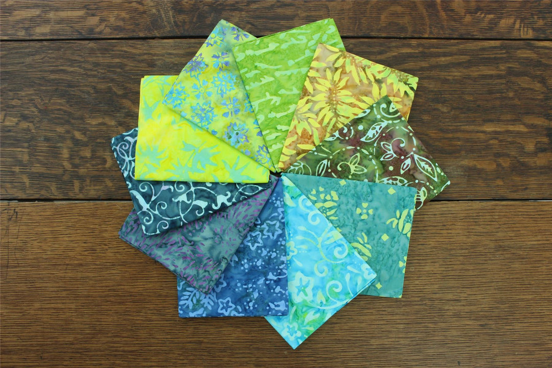 Fat Quarter - 10 Pieces of 19" x 20" Cotton Batik