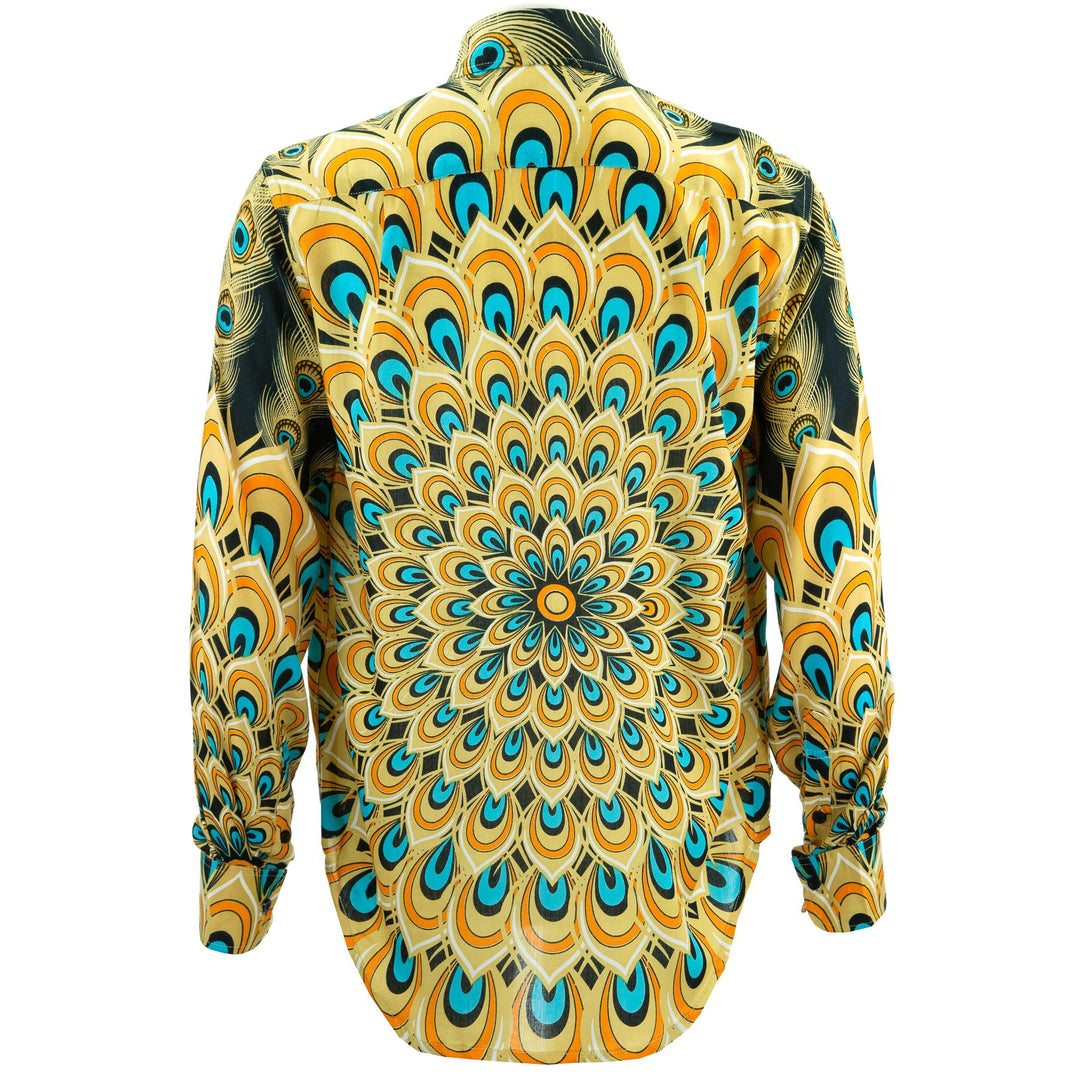 Regular Fit Long Sleeve Shirt - Peacock Mandala - Yellow