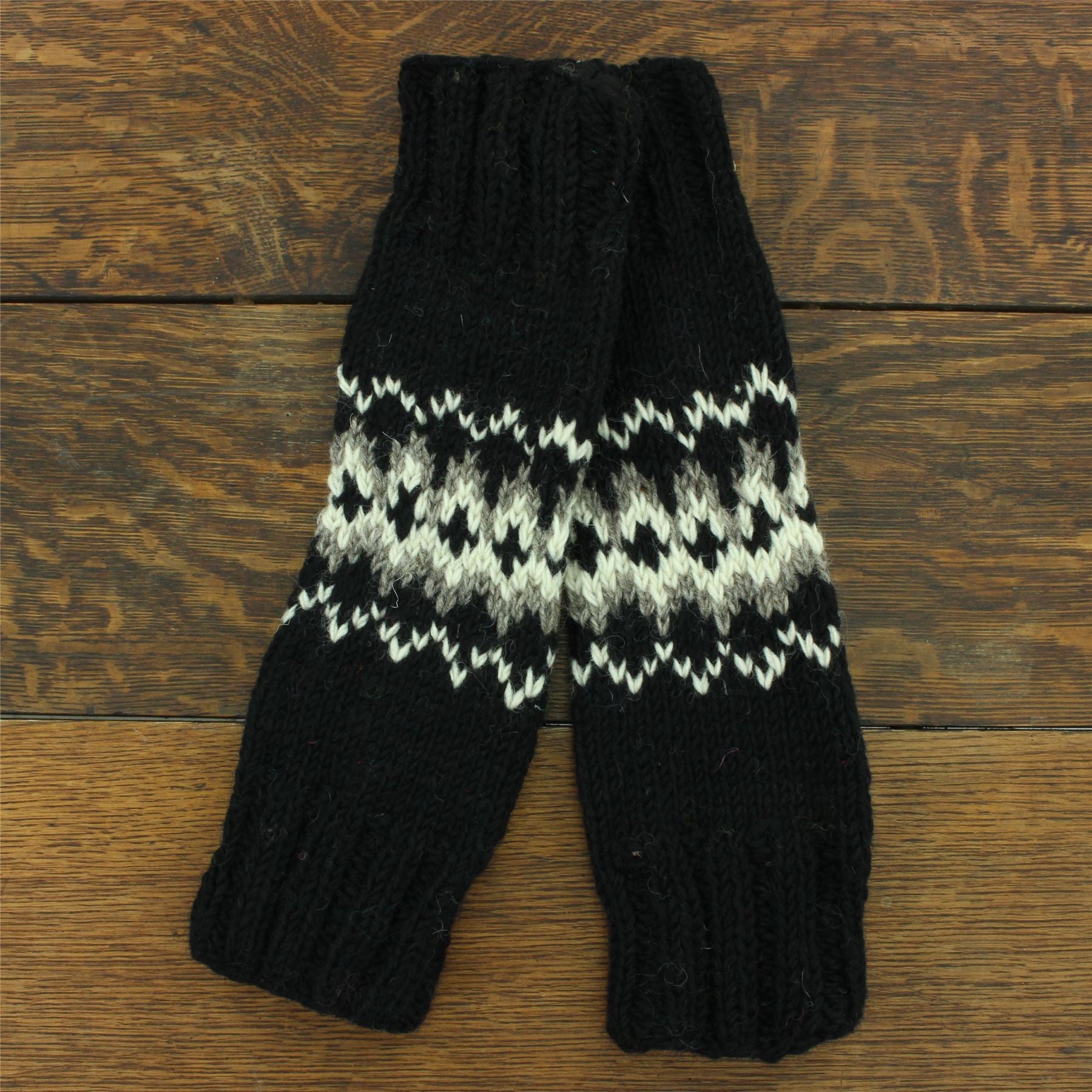 Woolen leg warmers hand-woven Fair store Isle pattern Grey multi-color regular handmad