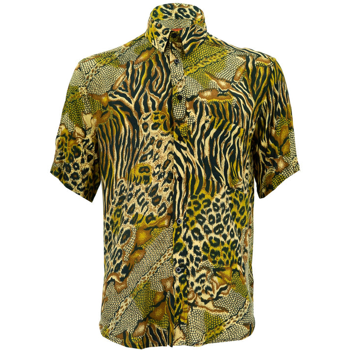 Regular Fit Short Sleeve Shirt - Jungle Menagerie - Gold