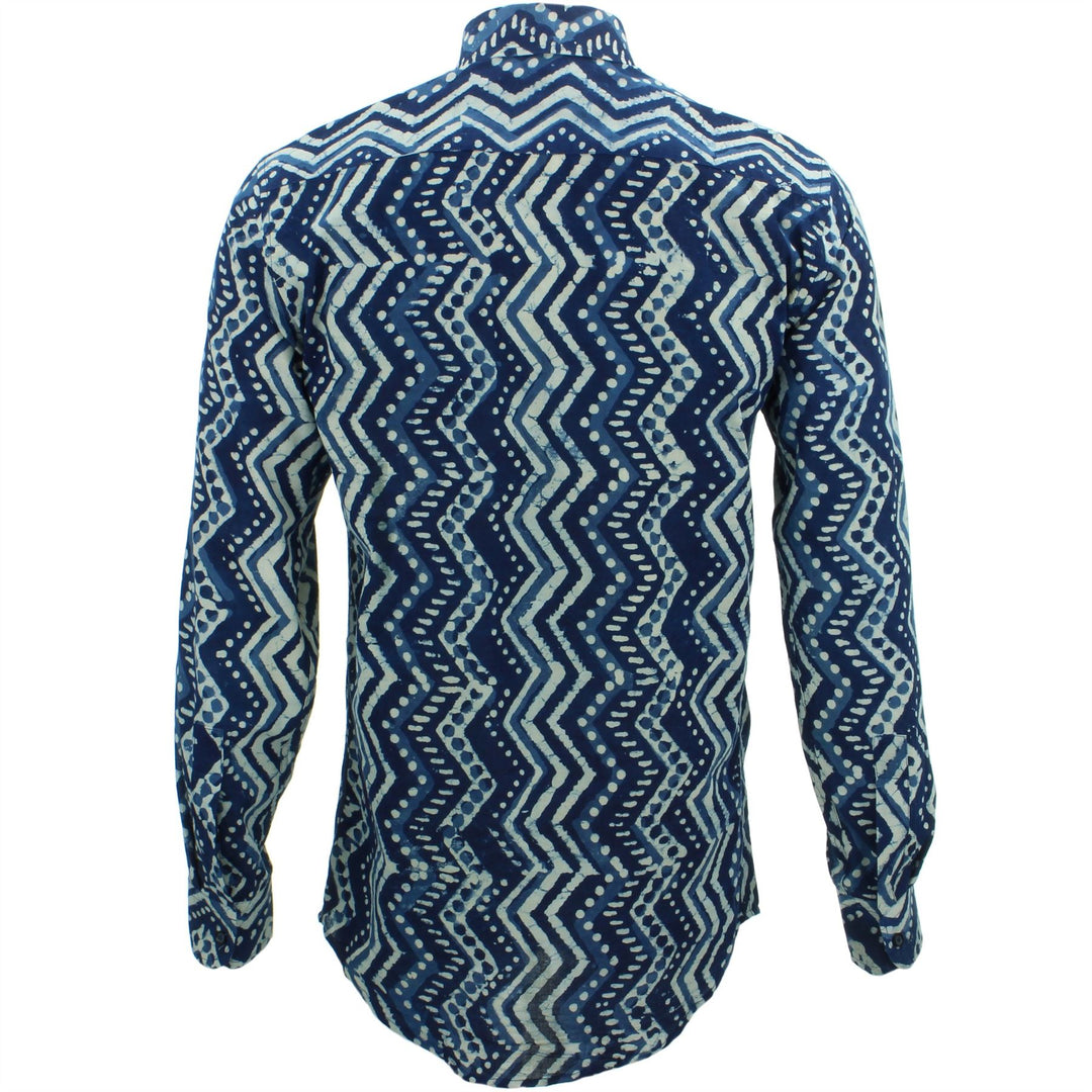 Slim Fit Long Sleeve Shirt - Block Print - Zig Zags