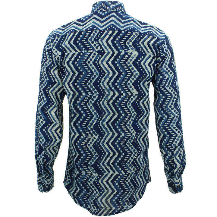 Slim Fit Long Sleeve Shirt - Block Print - Zig Zags