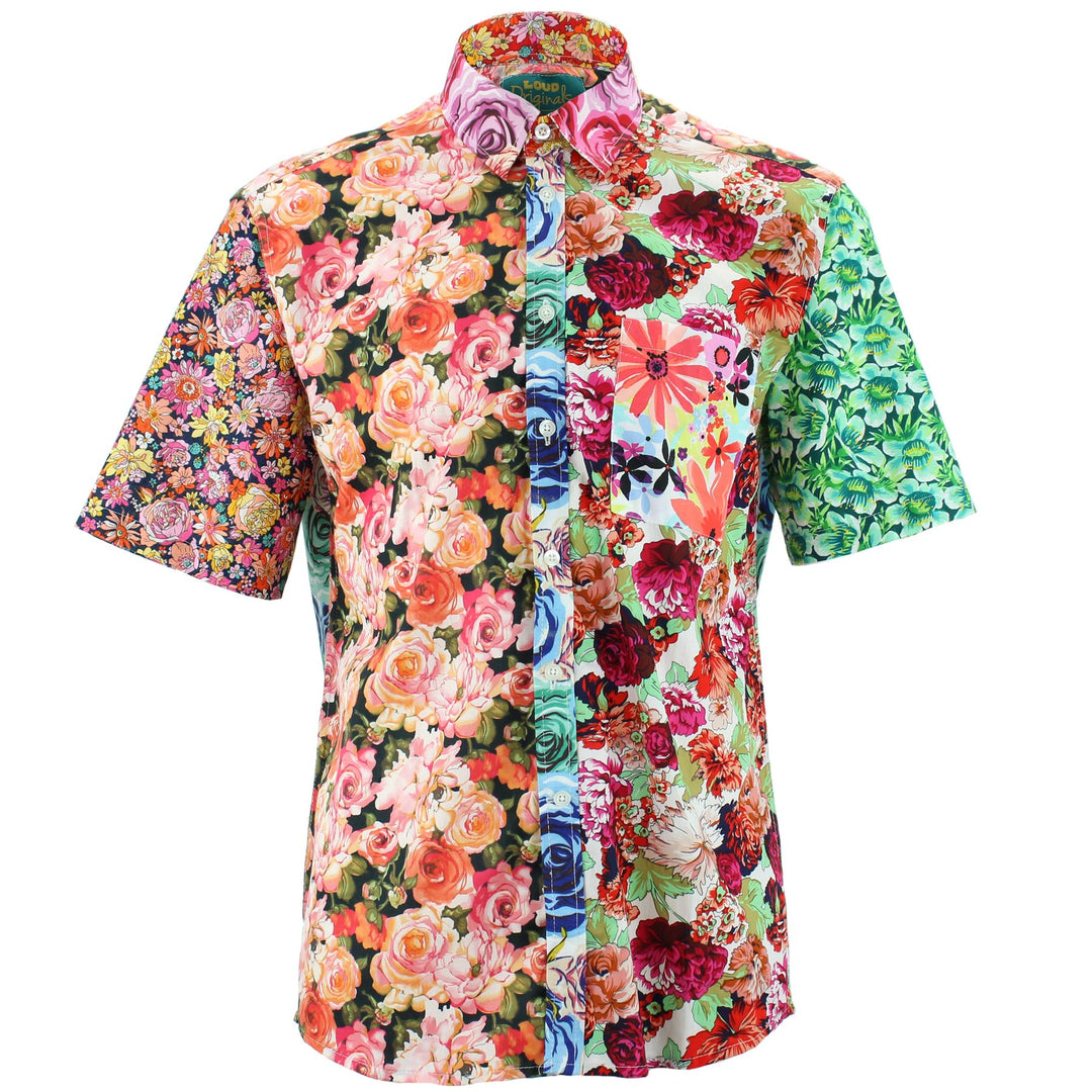 Regular Fit Short Sleeve Shirt - Random Mixed Panel - Floral