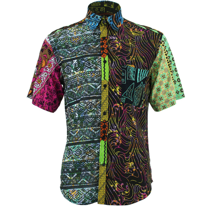 Regular Fit Short Sleeve Shirt - Random Mixed Panel - The Busy One