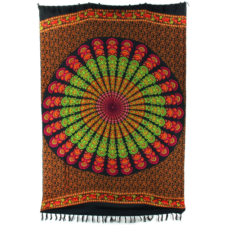 Viscose Rayon Sarong - Mandala - Red & Green