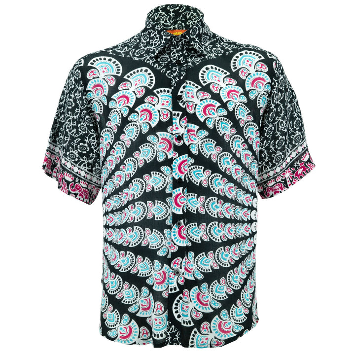 Regular Fit Short Sleeve Shirt - Mandala - Black White