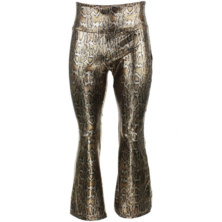 Shiny Metallic Flares Trousers - Snake