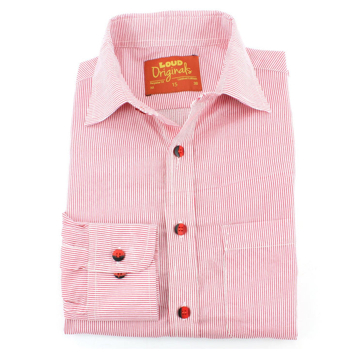 Regular Fit Long Sleeve Shirt - Pink Pinstripe