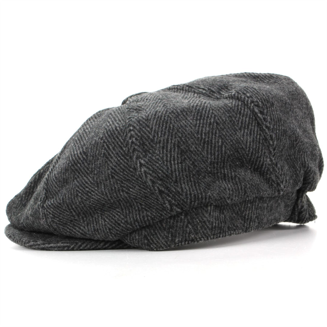 Wool Tweed Gatsby Newsboy 8 Panel Flat Cap Hat - Grey