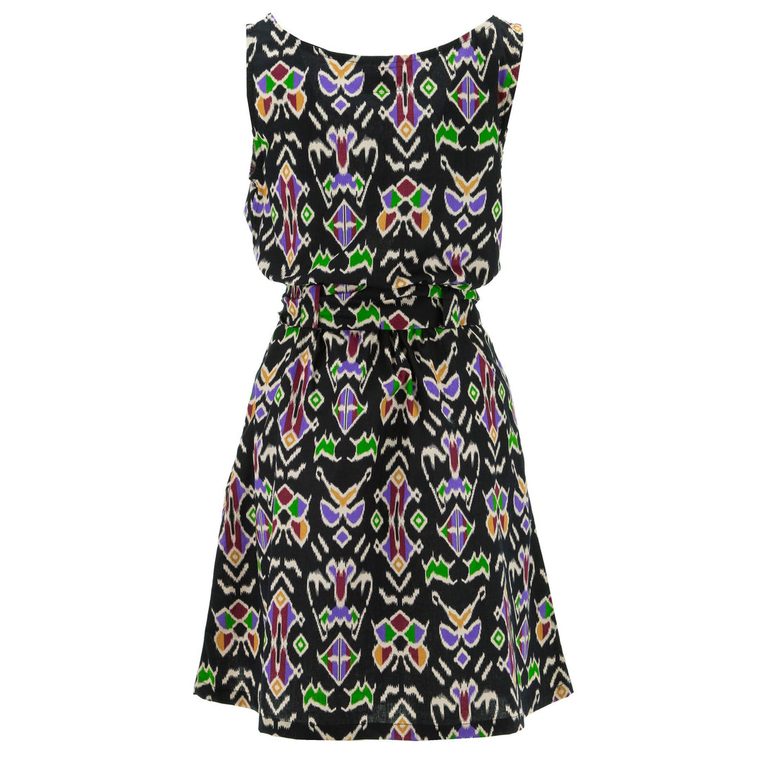 Belted Dress - Black Tribal