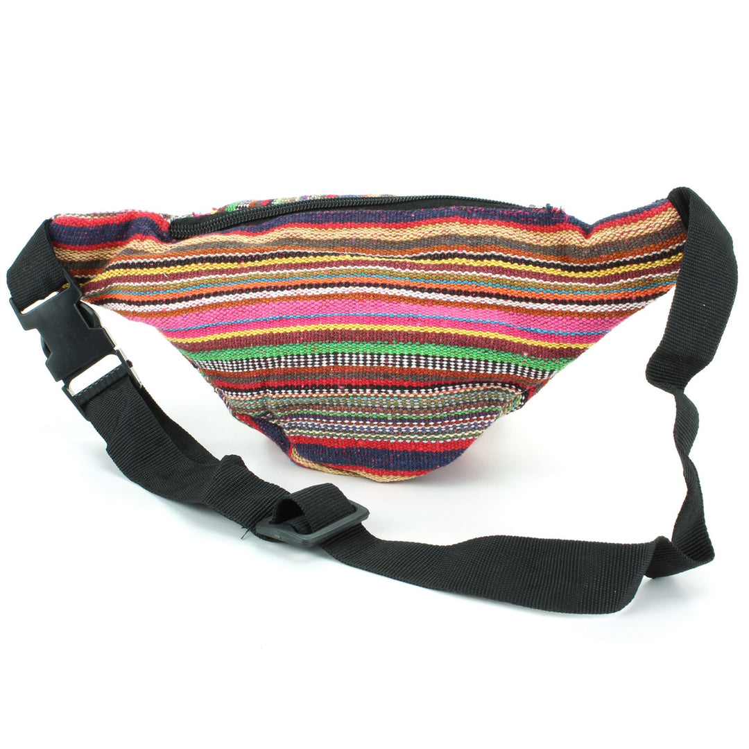 Canvas Bum Bag Money Belt Fanny Pack Pink & Multi Mix