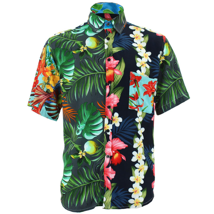 Regular Fit Short Sleeve Shirt - Random Mixed Panel - Tropical